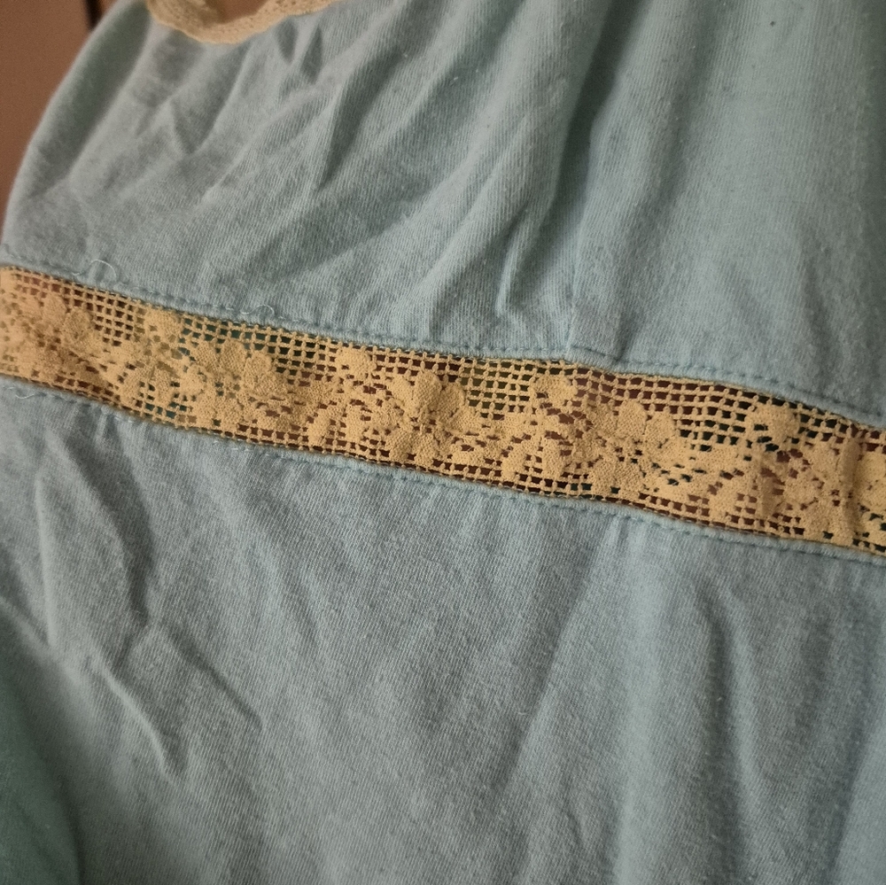 American Eagle Outfitters Light Blue Dress with Cream Lace - Picture 5 of 5